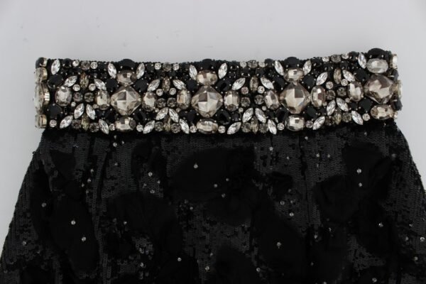 Dolce & Gabbana Crystal Sequined Silk High Waist Shorts - Image 5