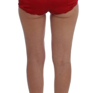 Dolce & Gabbana Ravishing Red Silk Embroidered Shorts