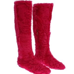 Dolce & Gabbana Elegant Pink Lambskin Fur Boots