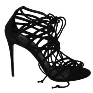 Dolce & Gabbana Elegant Black Suede Gladiator Stilettos