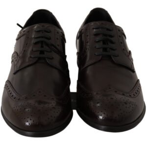 Dolce & Gabbana Elegant Brown Leather Oxford Flats