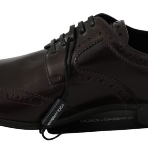 Dolce & Gabbana Elegant Brown Leather Oxford Flats