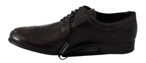 Dolce & Gabbana Elegant Brown Leather Oxford Flats - Image 5