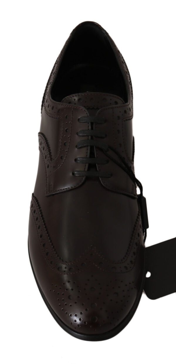 Dolce & Gabbana Elegant Brown Leather Oxford Flats - Image 7