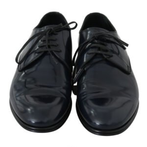 Dolce & Gabbana Elegant Dark Blue Leather Derby Dress Shoes