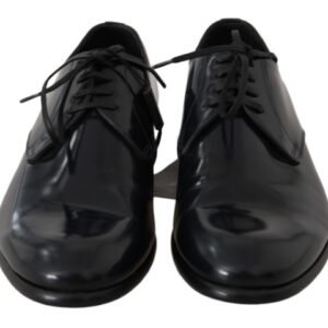 Dolce & Gabbana Elegant Dark Blue Leather Derby Shoes