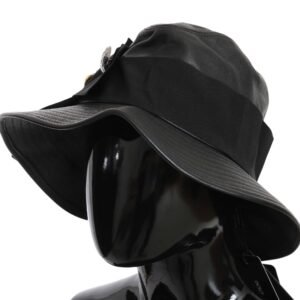 Dolce & Gabbana Elegant Black Leather Cloche Cap