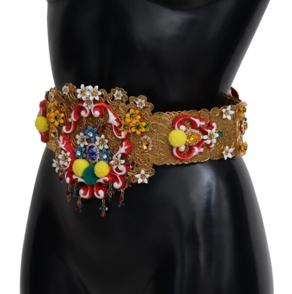 Dolce & Gabbana Gold-Tone Floral Crystal Waist Belt - Image 2