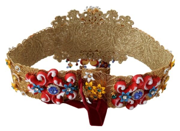 Dolce & Gabbana Gold-Tone Floral Crystal Waist Belt - Image 6