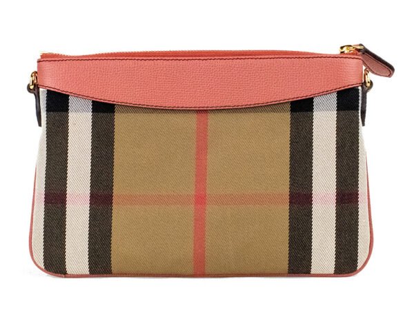 Burberry Peyton House Check Derby Cinnamon Red Grain Leather Pouch Crossbody Bag - Image 4