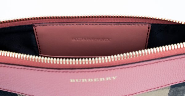 Burberry Peyton House Check Derby Cinnamon Red Grain Leather Pouch Crossbody Bag - Image 2