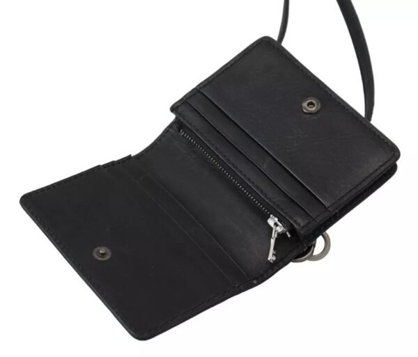 Dolce & Gabbana Black Leather Bifold Shoulder Sling Women Wallet - Image 2