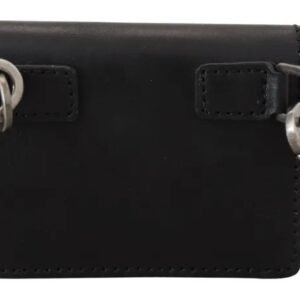 Dolce & Gabbana Black Leather Bifold Shoulder Sling Women Wallet