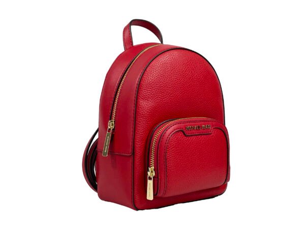 Michael Kors Jaycee Mini XS Leather Zip Pocket Backpack Red - Image 2