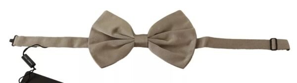 Dolce & Gabbana Silver Gray 100% Silk Adjustable Neck Bow Tie - Image 2