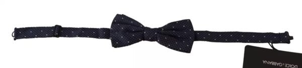 Dolce & Gabbana Blue Patterned Silk Adjustable Neck Bow Tie Men - Image 2