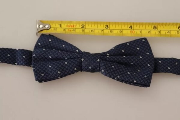 Dolce & Gabbana Blue Patterned Silk Adjustable Neck Bow Tie Men - Image 4