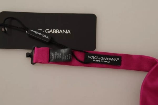 Dolce & Gabbana Pink 100% Silk Adjustable Neck Bow Tie Men - Image 5