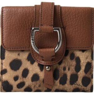 Dolce & Gabbana Brown Leopard French Flap Leather Bifold Cardholder Wallet