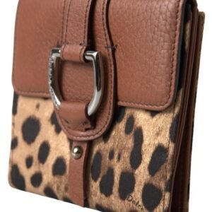 Dolce & Gabbana Brown Leopard French Flap Leather Bifold Cardholder Wallet