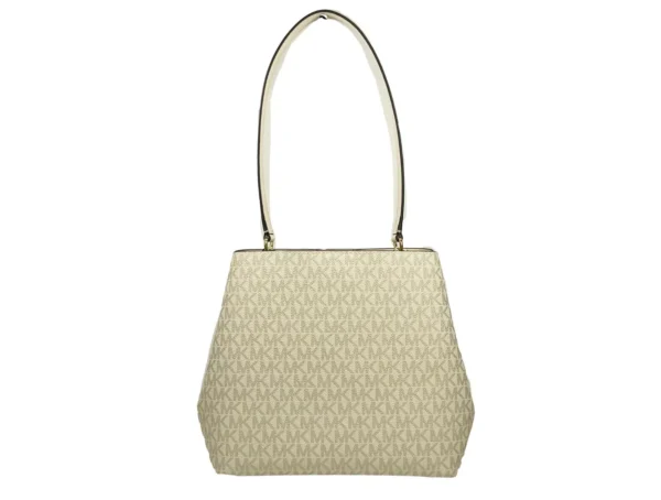 Michael Kors Medium Pratt Bucket Shoulder Bag Purse Pale Gold/Cream - Image 3