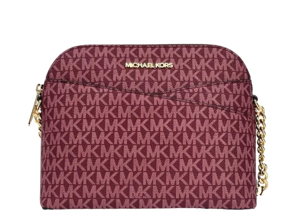 Michael Kors Jet Set Medium X Dome PVC Crossbody Bag Oxblood