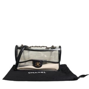 Chanel Black with gold Sand By The Sea” Flap Bag Black Leather Plastic 27 Classic Coco Bag