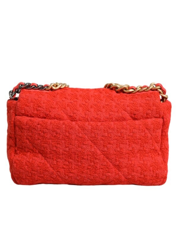 Chanel Red Tweed 2WAY Hand Chain Medium Shoulder Bag Purse - Image 5