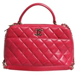 Chanel Pink Seal Matelasse Chain CC Lamb Skin Leather Bag