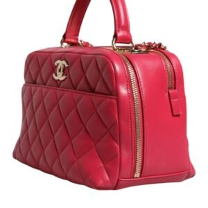 Chanel Pink Seal Matelasse Chain CC Lamb Skin Leather Bag