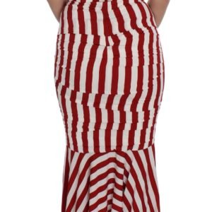 Dolce & Gabbana Elegant Red and White Striped Silk Bodycon Dress