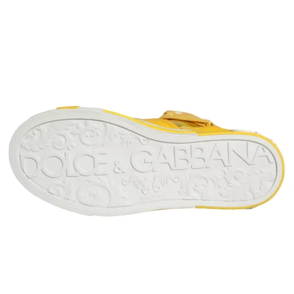 Dolce & Gabbana Yellow White Leather High Top Sneakers Shoes - Image 2