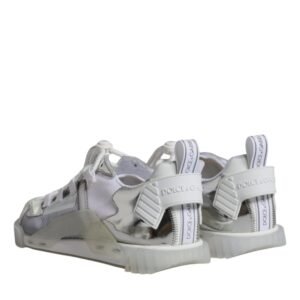Dolce & Gabbana White Silver Low Top NS1 Sneakers Shoes