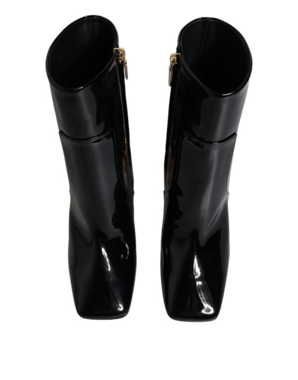 Dolce & Gabbana Black Jackie Leather Mid Calf Boots Shoes - Image 3