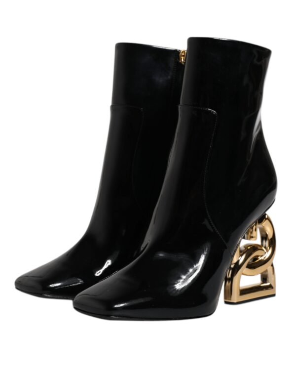 Dolce & Gabbana Black Jackie Leather Mid Calf Boots Shoes - Image 4