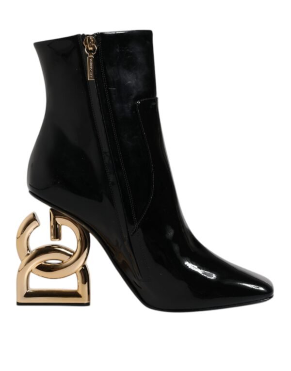 Dolce & Gabbana Black Jackie Leather Mid Calf Boots Shoes - Image 7