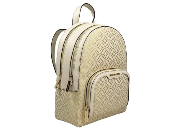 Michael Kors Jaycee Medium Zip Pocket Backpack Bag Cream Gold - Image 2