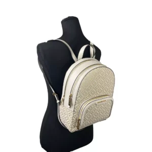 Michael Kors Jaycee Medium Zip Pocket Backpack Bag Cream Gold