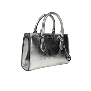 Michael Kors Sheila Small Crossbody Satchel Purse Bag Silver