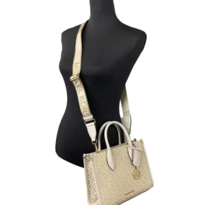 Michael Kors Mirella Small Top Zip Crossbody Tote Bag Creme