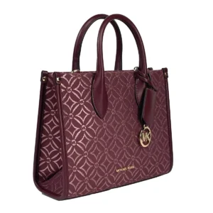 Michael Kors Mirella Small Top Zip Crossbody Tote Bag Oxblood