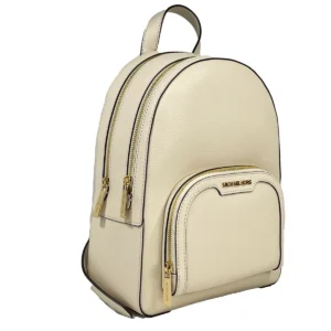 Michael Kors Jaycee Medium Pebble Leather Zip Pocket Backpack Bag Cream