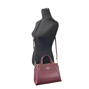 Michael Kors Reed Small Leather Belted Satchel Crossbody Bag Oxblood