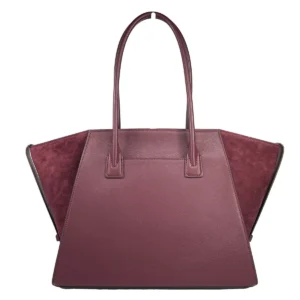 Michael Kors Avril XL Suede Leather Top Zip Satchel Bag Oxblood Red