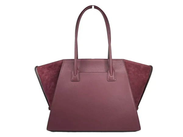 Michael Kors Avril XL Suede Leather Top Zip Satchel Bag Oxblood Red - Image 4