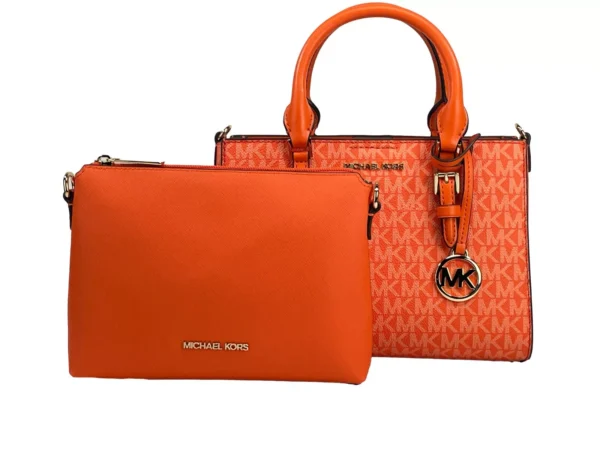 Michael Kors Charlotte 3 in 1 Satchel Bag Crossbody Poppy Orange - Image 3