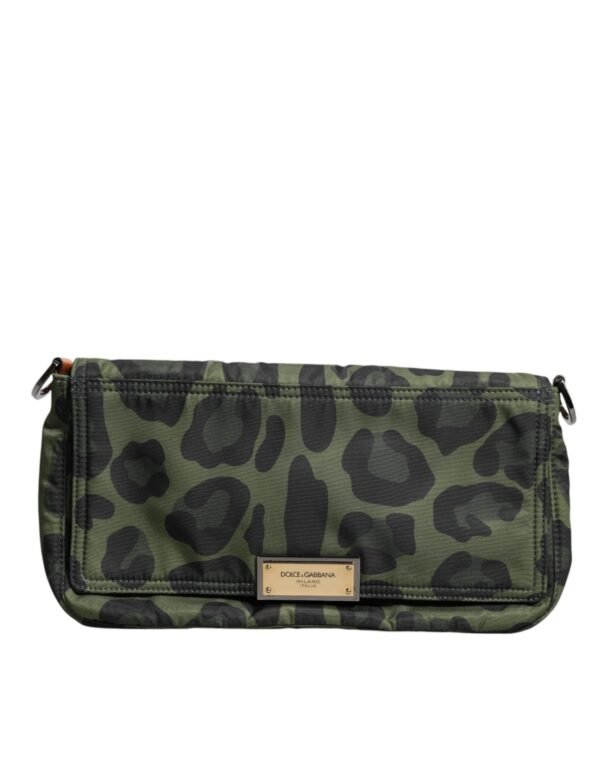 Dolce & Gabbana Green Nylon Leopard Print Shell Messenger Crossbody Bag - Image 2