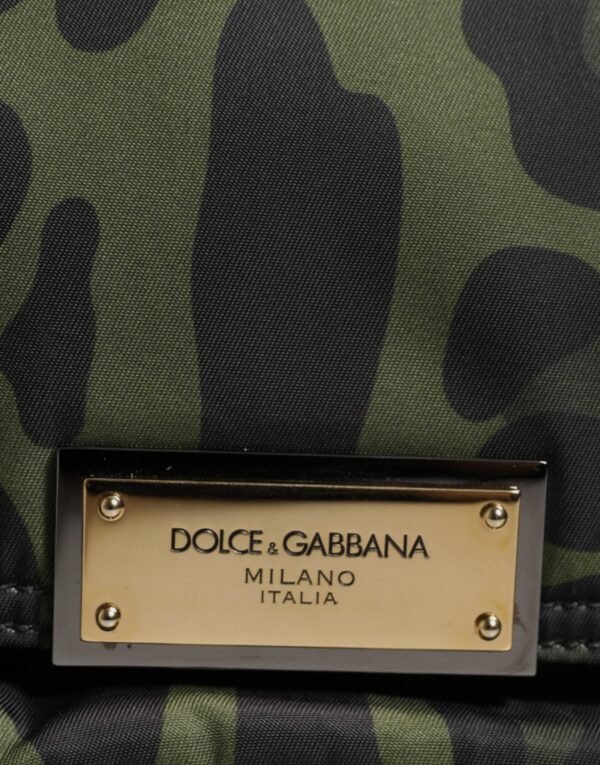 Dolce & Gabbana Green Nylon Leopard Print Shell Messenger Crossbody Bag - Image 3