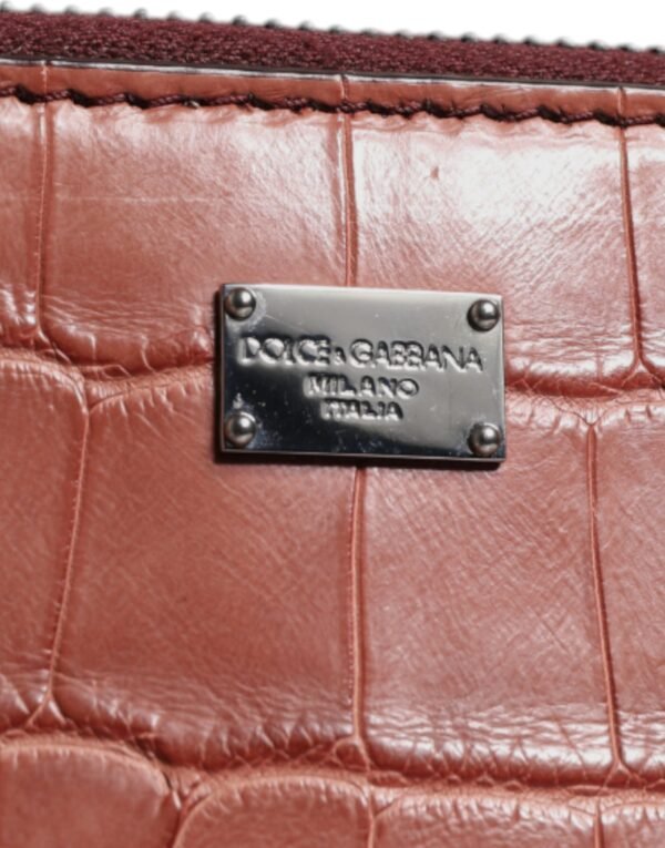 Dolce & Gabbana Bordeaux Croc Leather Logo Plaque Men Briefcase Bag - Image 3