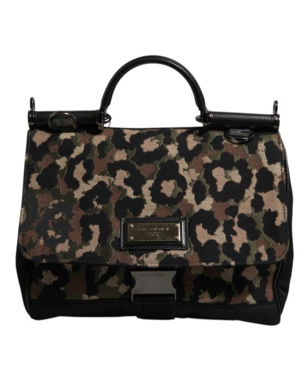 Dolce & Gabbana Brown Leopard Print Lacquard Nylon Sicily Tote Bag - Image 2